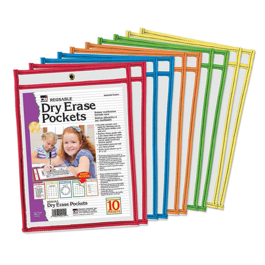 Charles Leonard Reusable Dry Erase Pockets, 10 Pack (CHL 29010)