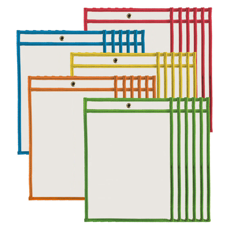 Charles Leonard Reusable Dry Erase Pockets, Assorted Colors, 30 Pack (CHL 29030)